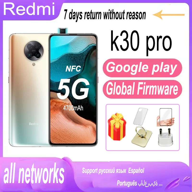 xiaomi redmi K30 Pro 5G NFC 8G 256G celular global version Smartphone Telephone Mobile Phone Snapdragon 865 4700mah