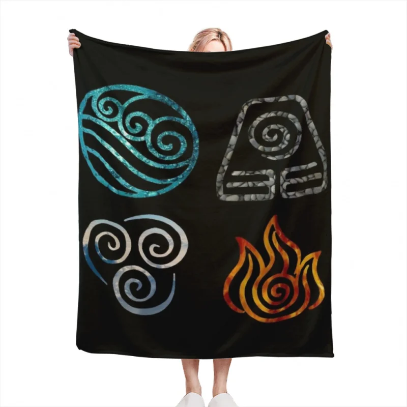 

Avatar the Last Airbender Element Symbols Throw Blankets Airplane Travel Decoration Soft Warm Bedspread