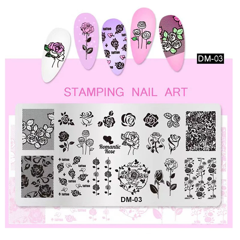 Пластины для стемпинга ногтей с изображением животных цветочные листья