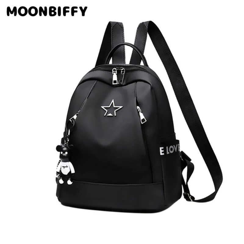 

Oxford Women Backpack Large Capacity Black Gifts Bags for Women Travel Anti-theft Shoulder Bag Cute Pendant Girl Schoold Bags