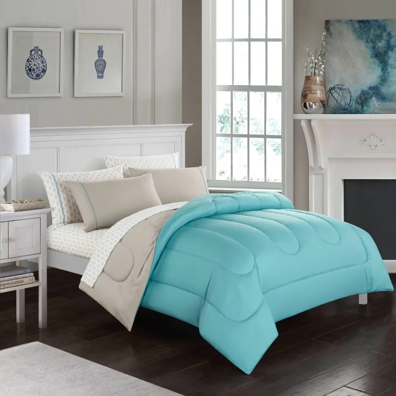 

Casa Traditional Solid Print 7 Piece Comforter Sets, Full with Comforter