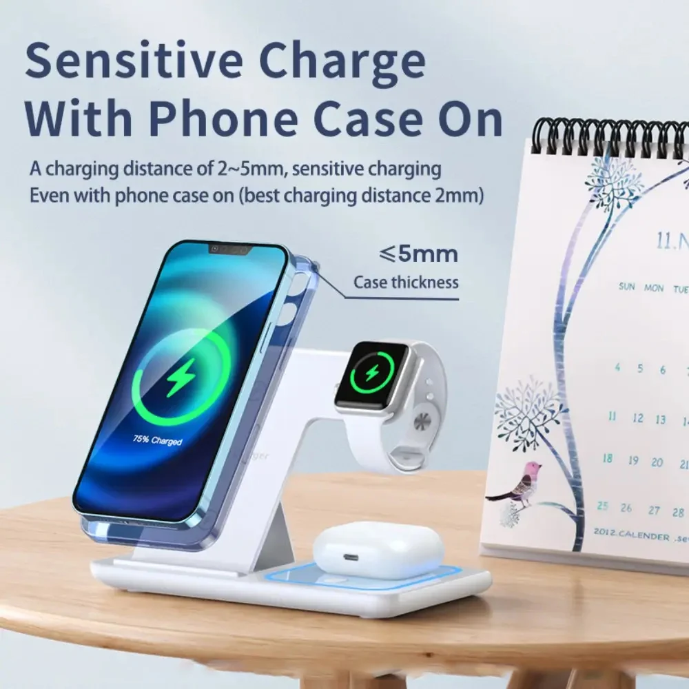 15 Вт 3 в 1 магнитное зарядное устройство для умных часов Беспроводная быстрая