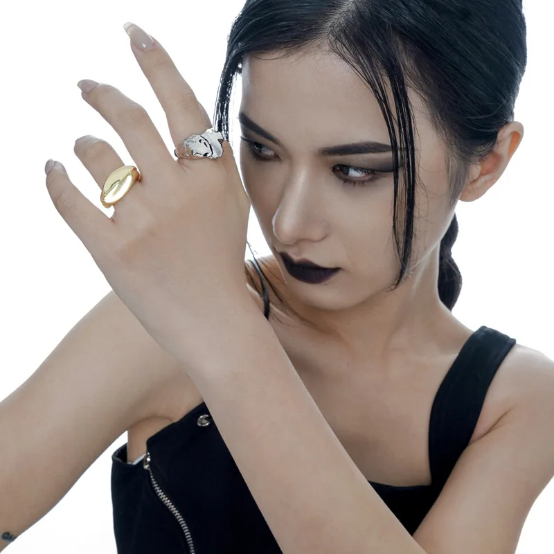 

Uglyless крутые несимметричные женские кольца тяжелого изготовления преувеличенные Стильные Кольца для девушек в вечернем платье из серебра ...