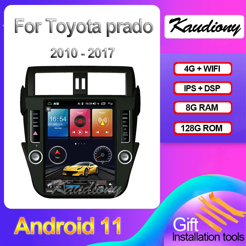 Kaudiony Tesla Style Android 11 для Toyota Prado 2010-2017 авто радио GPS навигация автомобильный DVD плеер 4G