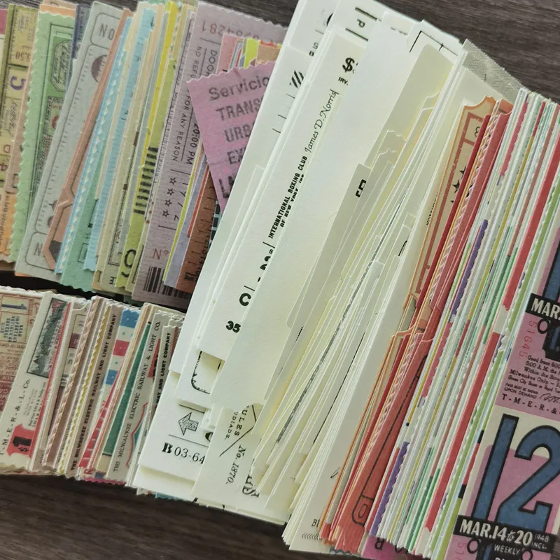 400 Pcs Vintage Time Ticket Collection Record Bills Large Pack Pack Junk Journal Scrapbooking Decoration Material Life Paper