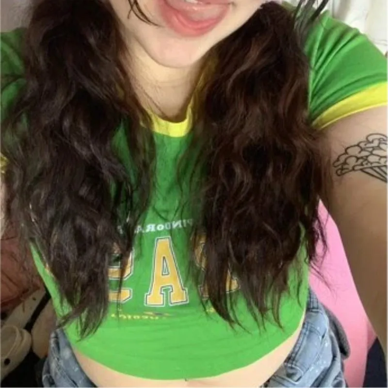 Женская футболка с коротким рукавом Goth Slim Винтажная в бразильском стиле принтом