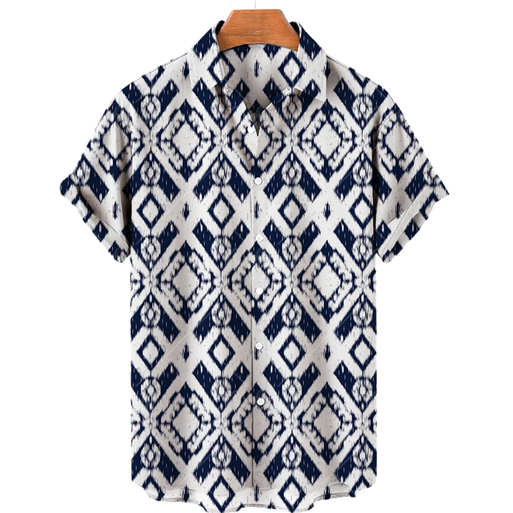 2022 3d Color Short Sleeve Shirts Mens Oversized Streetwear Hawaiian Beach Shirts Casual Men's New