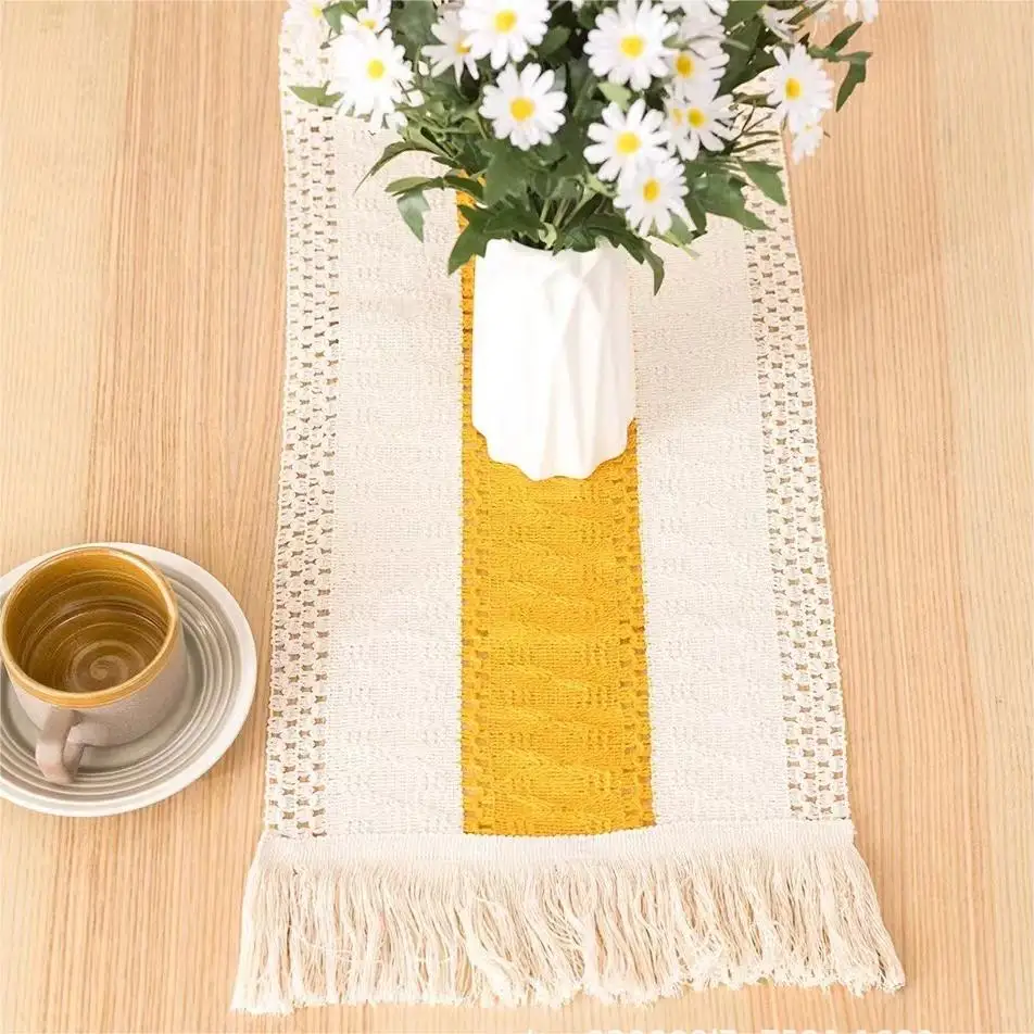

Linen Table Runners Nordic Tablecloth Household Decor For Wedding Party Natural Burlap Boho Tablecloth Cotton Tea Table Flag