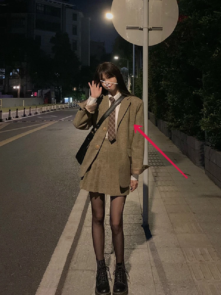 

Three Piece Sets Womens Outifits Sweet Korean Wool Coat Pleated Skirts Solid Womans Clothes for 2022 Autumn/Winter 3pc Skirt Set