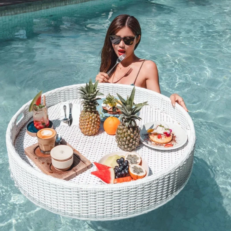 

Dinner Plates Pool Floating Tray Fruit Drink Floating Tray Hotel Water Rattan Woven Dinner Plate Dinner Set Plates and Dishes