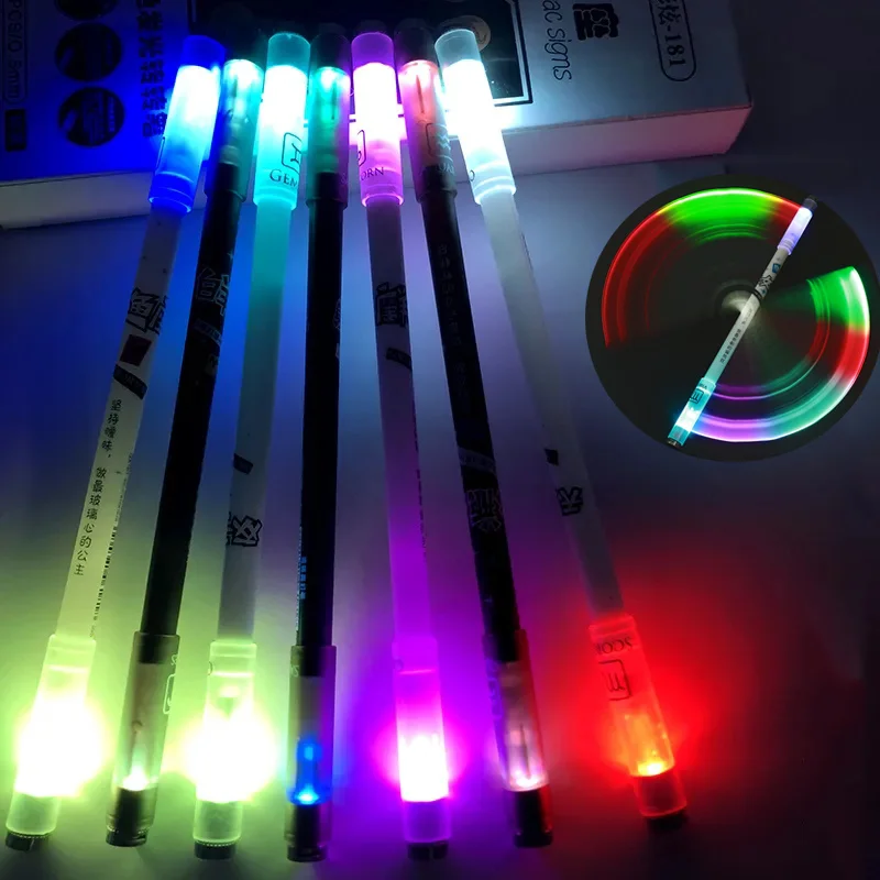 

Rotating LED Spinning Pen with Flash Light Cool Release Pressure Spinner Toy for Student Child Writing Gel Pen Christmas Gift