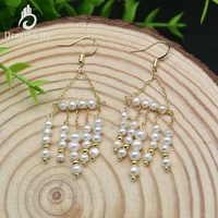 dream city handmade pure natural freshwater pearl earrings womens fine exquisite wedding party gift me010
