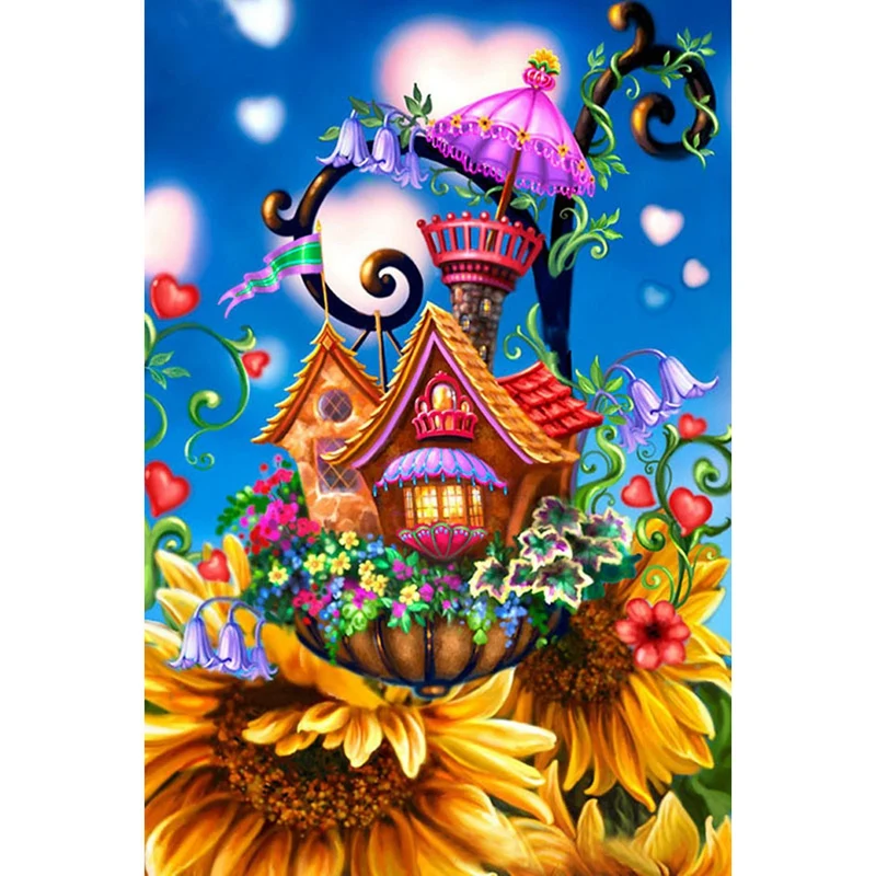 

Full 5D Diy Diamond Painting Cross Stitch "Cartoon Hut" 3D Diamond Embroidery Rhinestone Decor Paintings