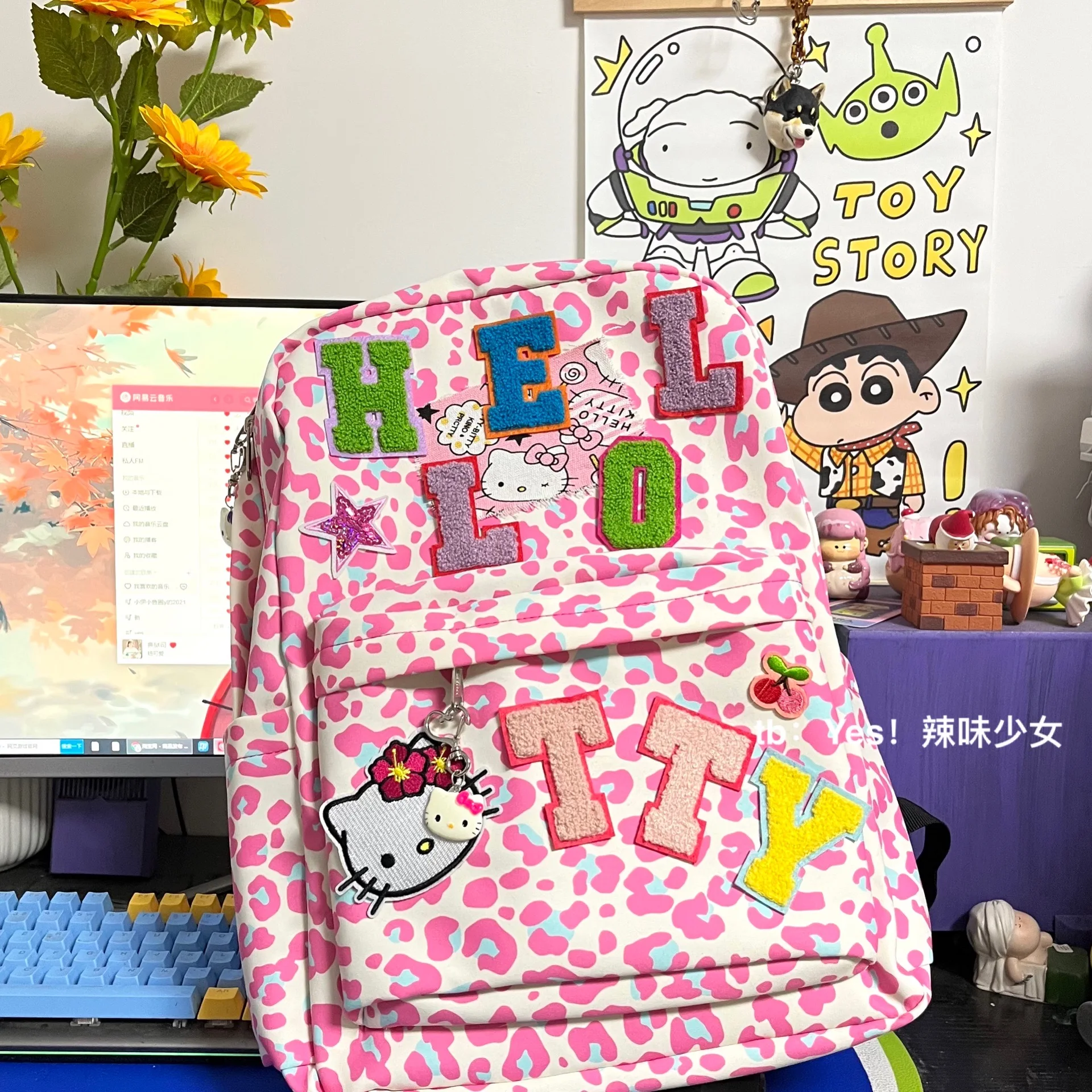 

Kawaii Hello Kitty School Bags Backpacks Leopard Print School Season Schoolbag Large Capacity Cute Student Backpack for Children