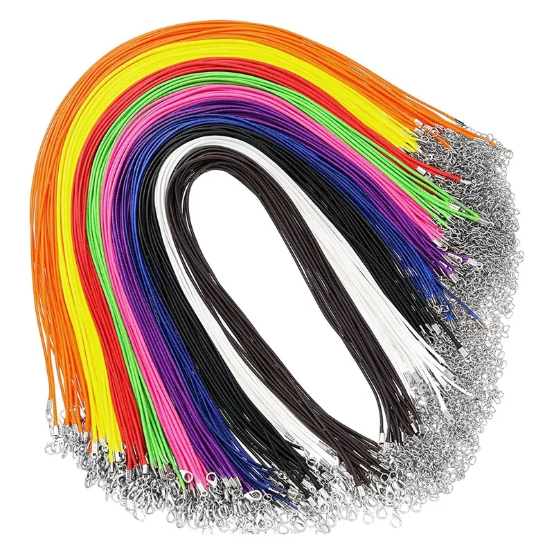 

200 Pieces Waxed Necklace Rope Buckle 20 Inch Necklace Rope Necklace Chain Rope For Necklace Bracelet Pendant
