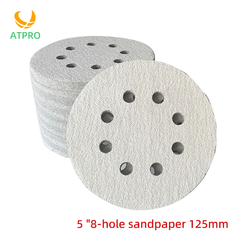 

Ten 5-inch 8-hole Dry Sanding Paper Flocking Disc Anti-static Car Paint Sander Wood Polishing Grinding Piece 80-320grit