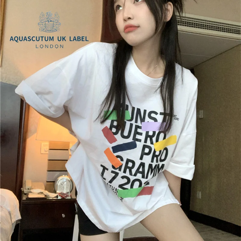 

Летняя футболка с коротким рукавом Aquascutum, новинка 2022, свободная модная куртка средней длины, женский модный тренд