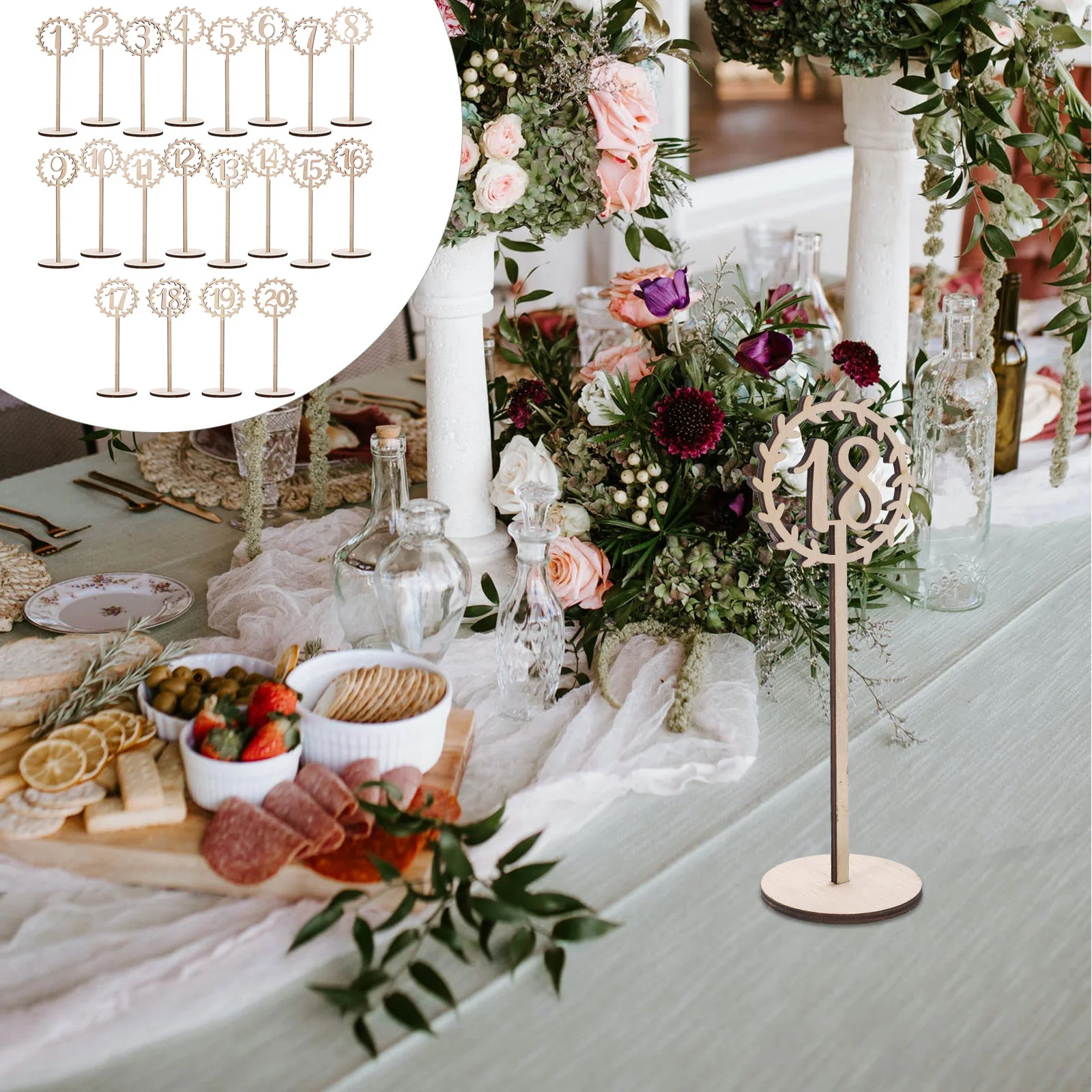 

20pcs Table Numbers Durable Wooden Table Numbers for Catering Wedding Receptions Banquets