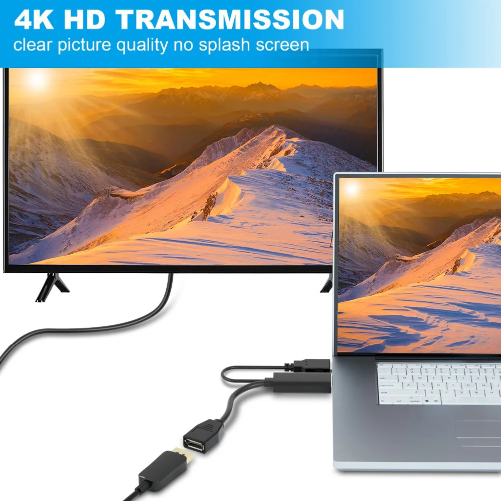 

Конвертер для ноутбука и настольного компьютера в DisplayPort, Черный Кабель-адаптер, USB 2,0, разъем для ПК, 4K, 30 Гц, портативные аксессуары