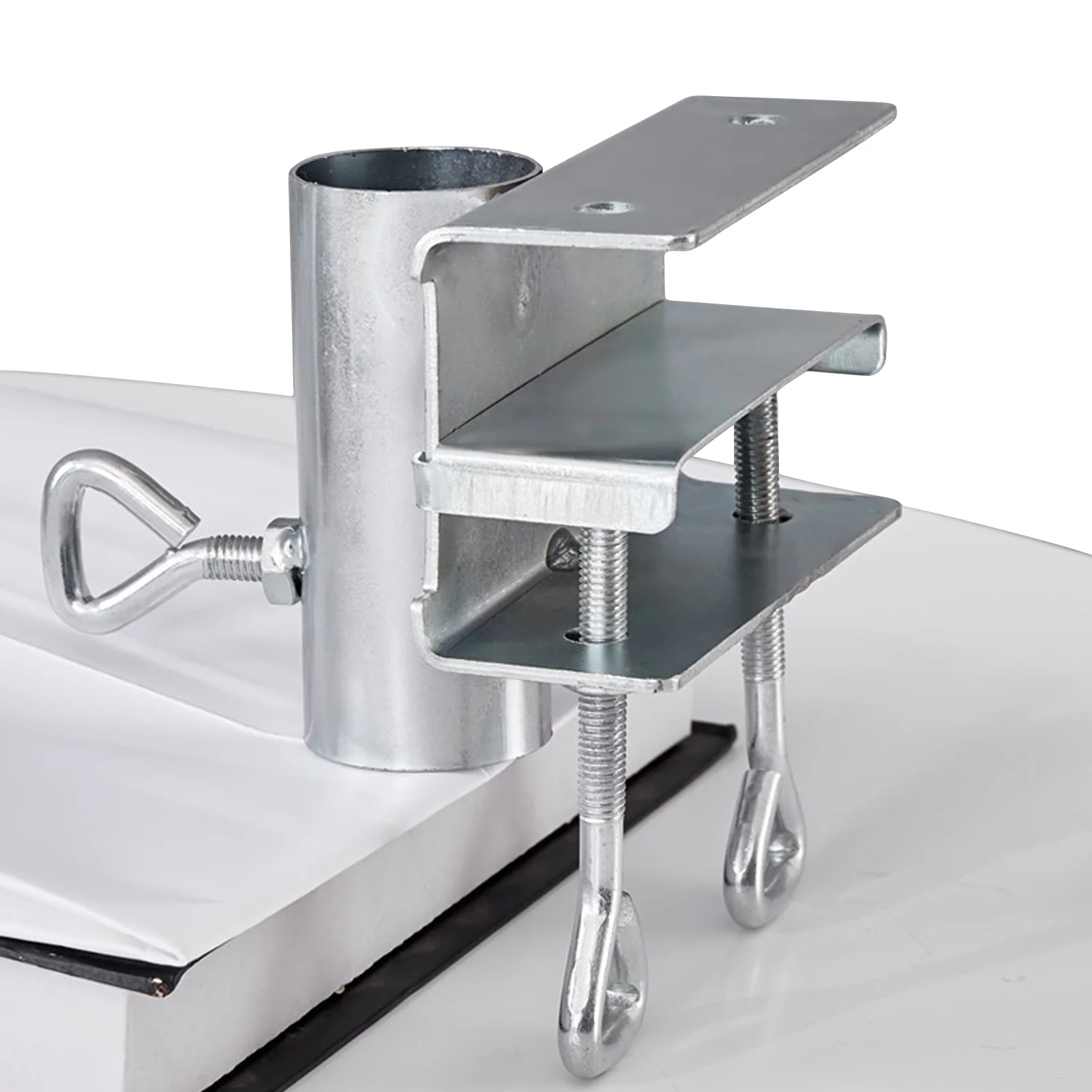 

Heavy Duty Parasol Holder Metal Umbrella Clamp Fixed Clip Attach To Railing Fence Bleachers Benches Tailgates And More