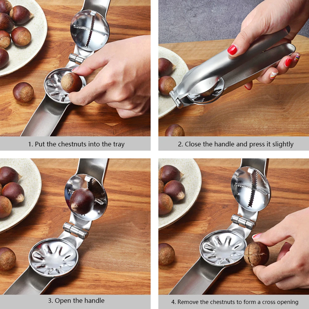 

Stainless Steel 2 In 1 Quick Chestnut Clip Walnut Pliers Metal Nut Cracker Sheller Nut Opener Kitchen Tools Cutter Gadgets