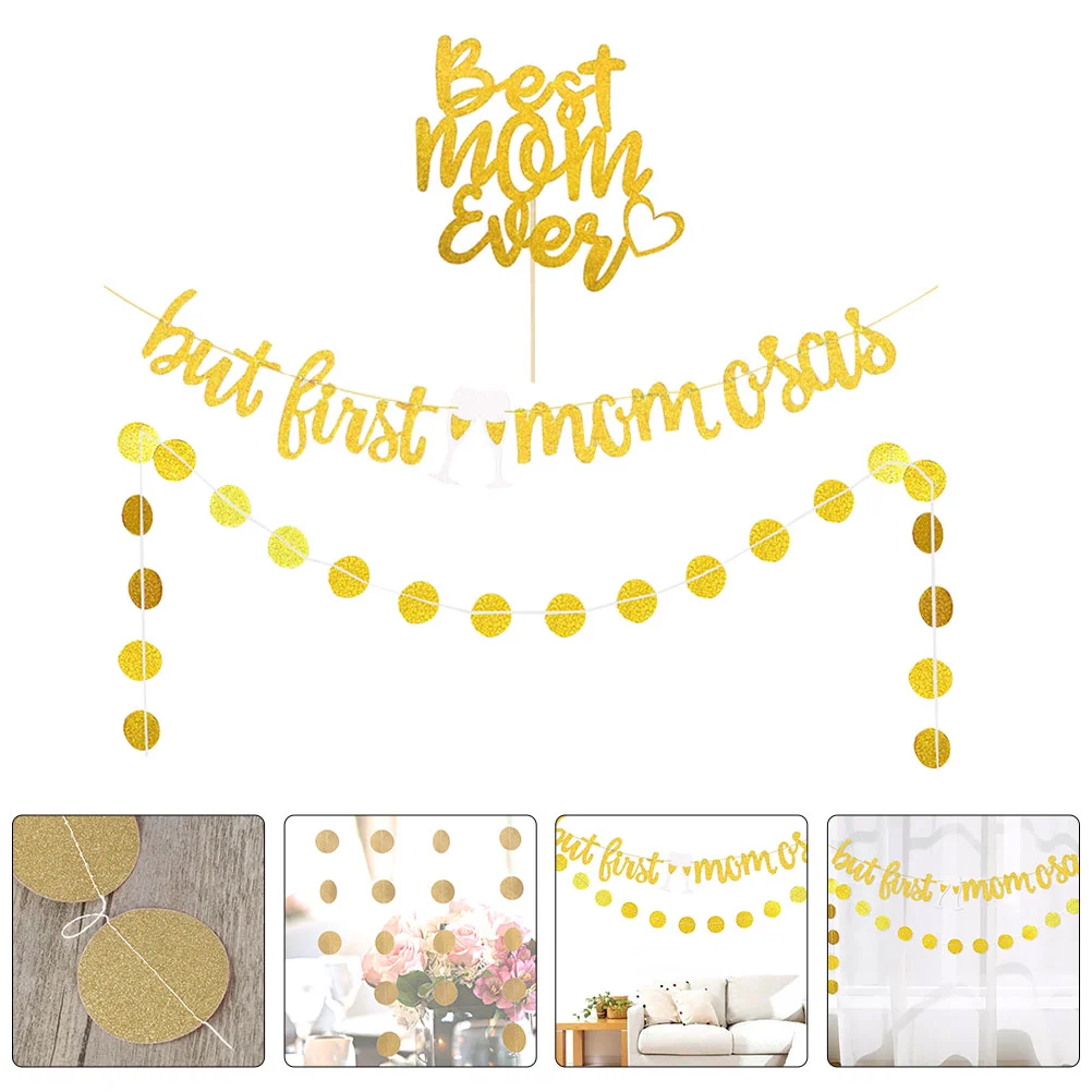

1 Set of Mother's Day Themed Cake Insert Adorn Wall Hanging Banner