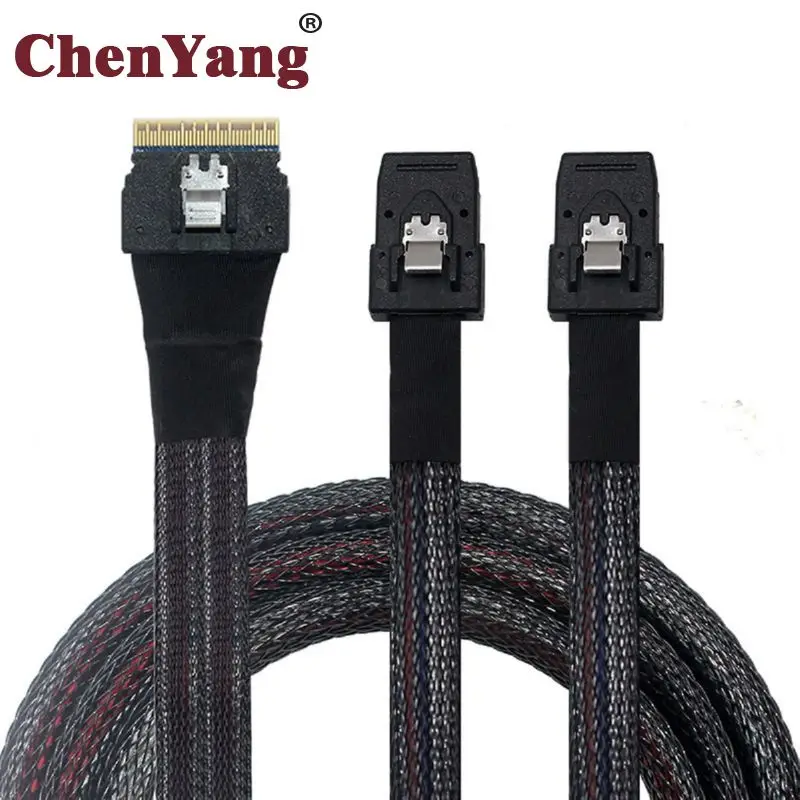 

Chenyang PCI-E Ultraport Slimline SAS Slim 4.0 SFF-8654 8i 74pin to Dual SFF-8087 Mini SAS Cable PCI-Express