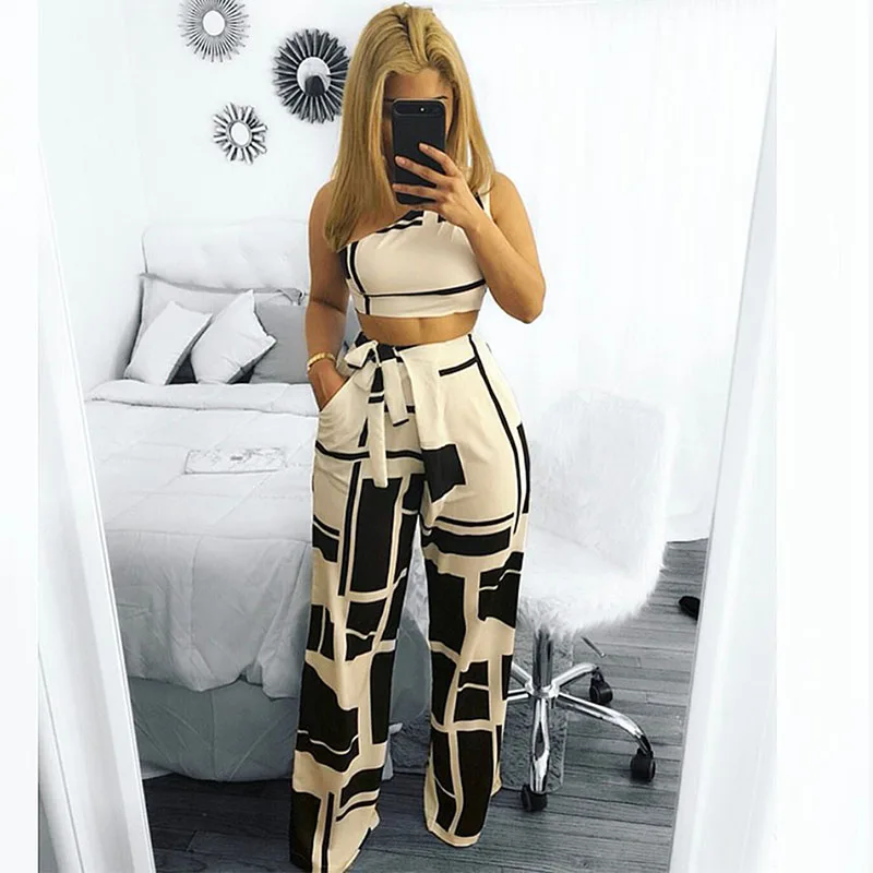 Осенне-весенний женский комплект из двух предметов укороченный топ на одно плечо