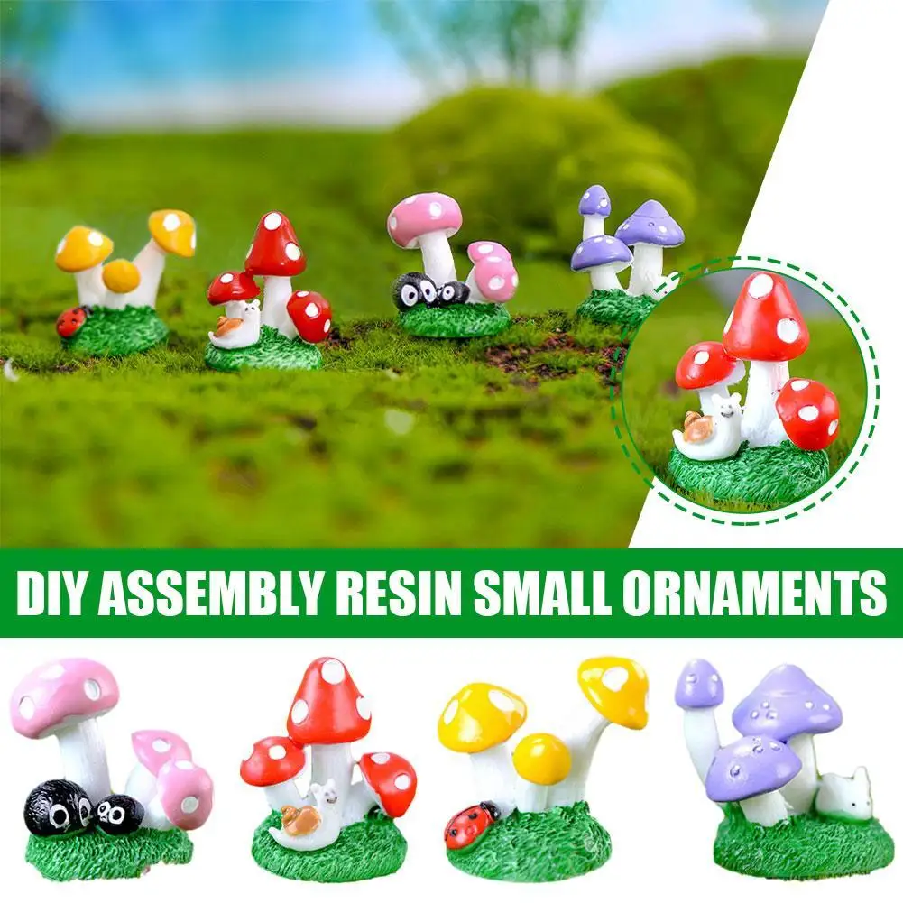 

Мультяшный гриб DIY сборка полимерные маленькие украшения миниатюрная фея сад улитка Божья коровка Кролик мох полимерные ремесла украшения