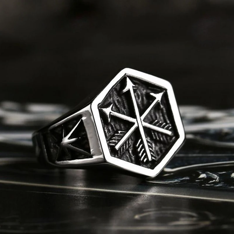 Мужское Винтажное кольцо со стрелкой из нержавеющей стали | Украшения и