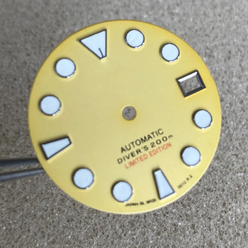 NH35 dial white/yellow Japan C3 luminous SKX007  small MM watch modified NH35/36/4R/6R/7S movement men's watches case