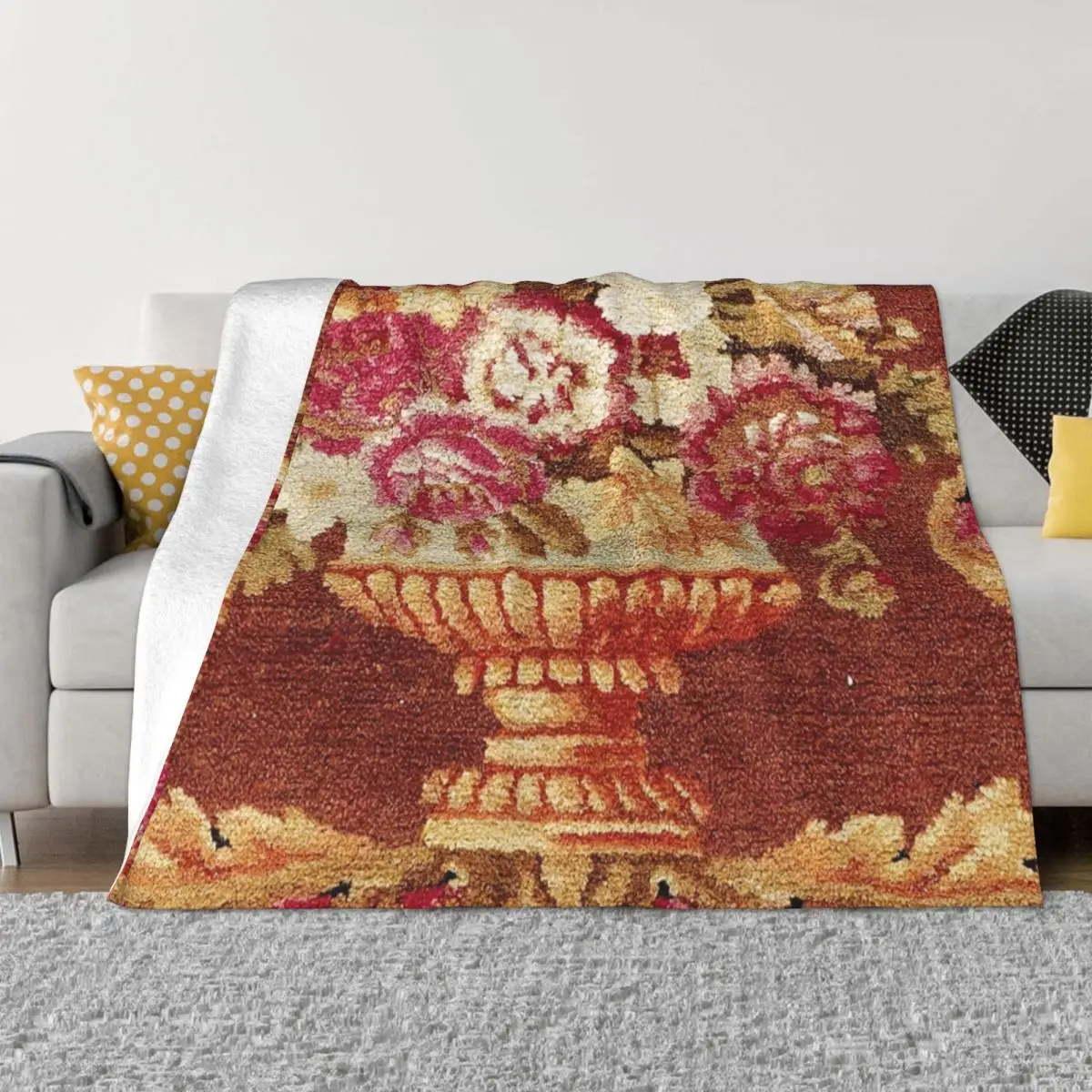 

Savonnerie Antique French Coral Fleece Blanket Velvet Warm Blankets Cotton Quilt Air Conditioner Sofa Bedroom Bedding Cartoon