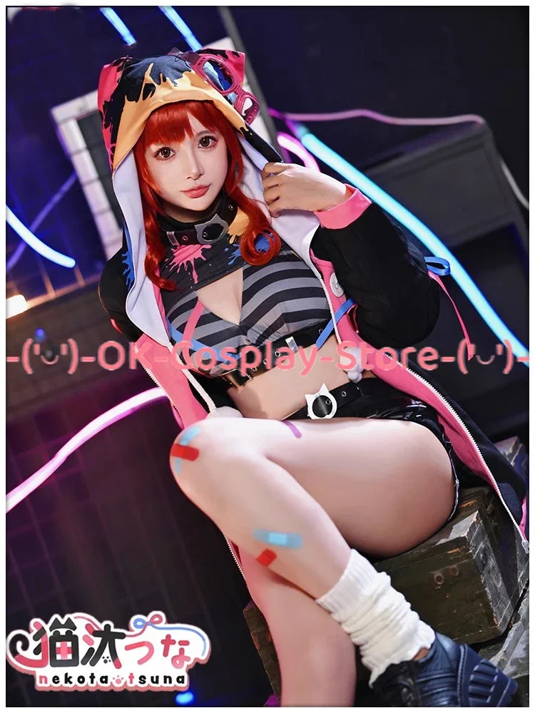 Nekota Tsuna Косплей Костюм Vtuber Милый праздничный костюм Пальто с капюшоном Топ Брюки
