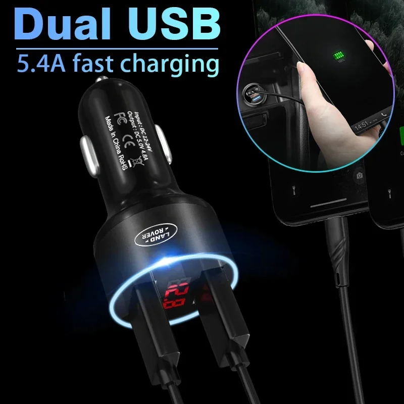 Автомобильное зарядное устройство 2 USB-порта быстрая зарядка цифровой дисплей