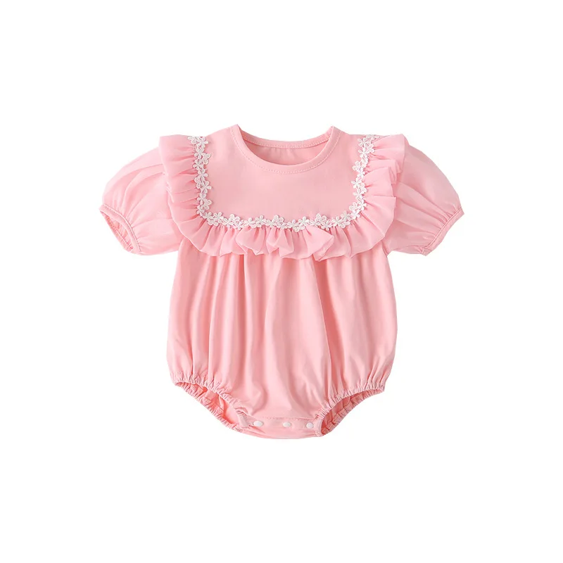 

Summer Korean version baby baby daisy puff sleeves Baby onesuit baby summer wear crawling suit
