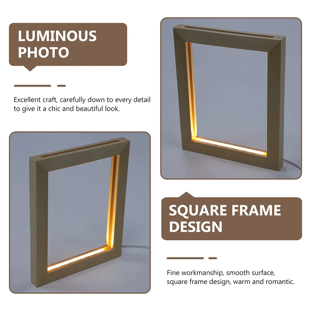 Светящаяся фоторамка деревянный держатель для подарка светящаяся 3D световая