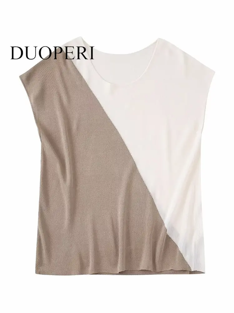 

Топ женский трикотажный без рукавов, с круглым вырезом