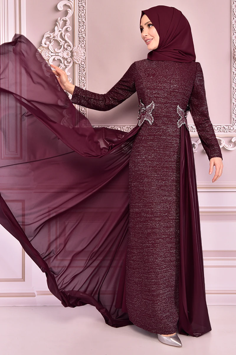Женское платье с накидкой, Бордовое платье-Абая, мусульманское женское платье, Саудовская Аравия