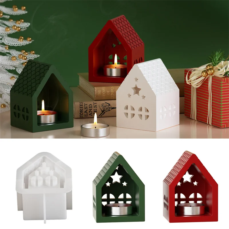 DIY небольшой дом подсвечник силиконовая форма основа для свечи гипсовый орнамент