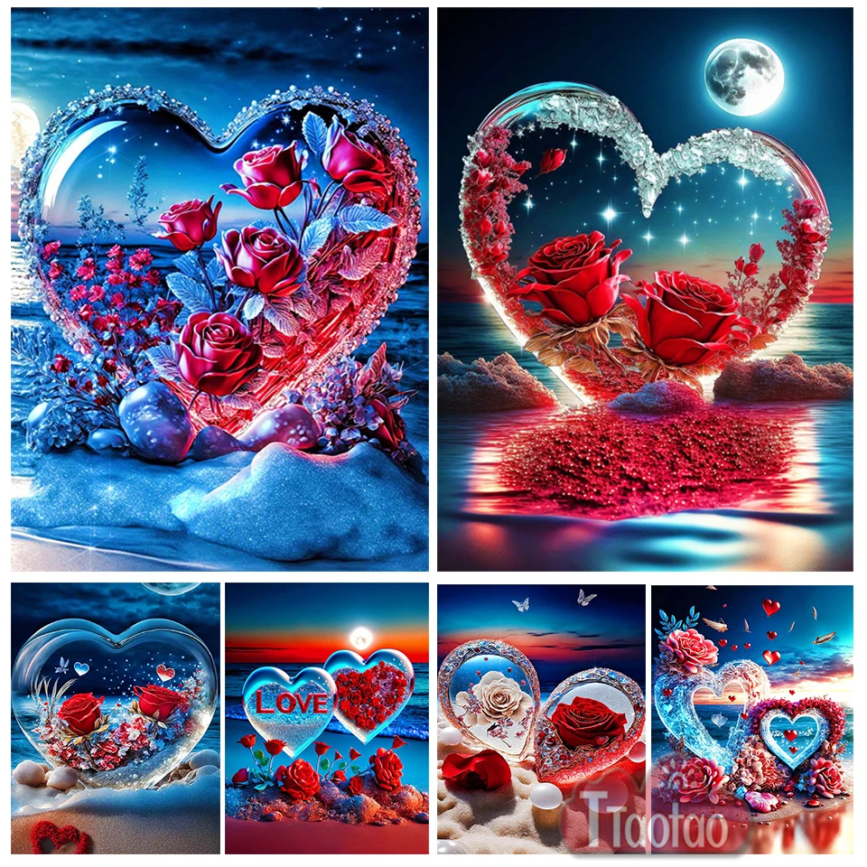 

5D алмазная картина с кристаллами в виде Розы, искусство оформления интерьера