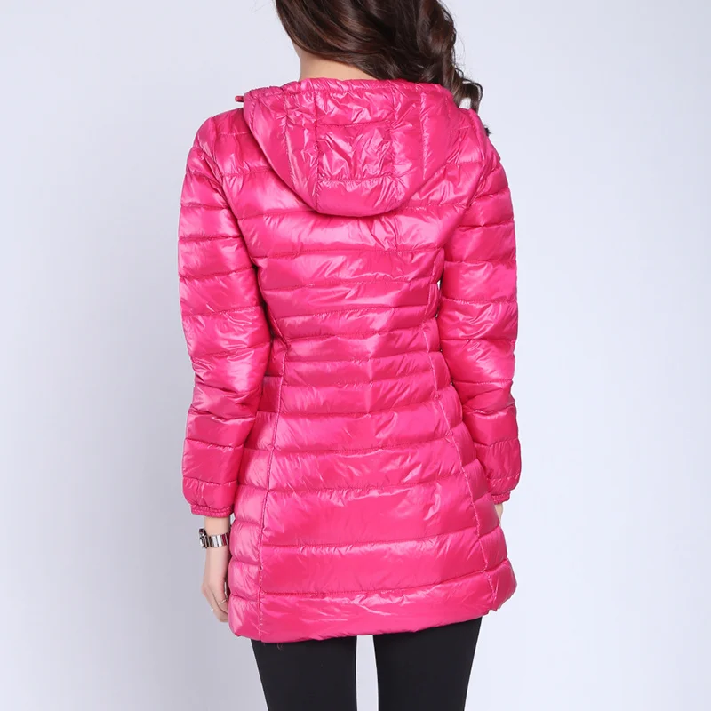 

Superior Winter Quality New Fashion Hooded Zipper Large size Warm Jackets Loose Female White Duck Down Jacket C 536