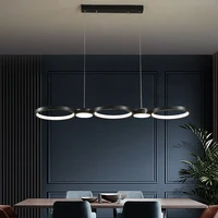 modern minimalist black long acrylic chandelier creative restaurant study led pendant balcony art design decorative hanging lamp