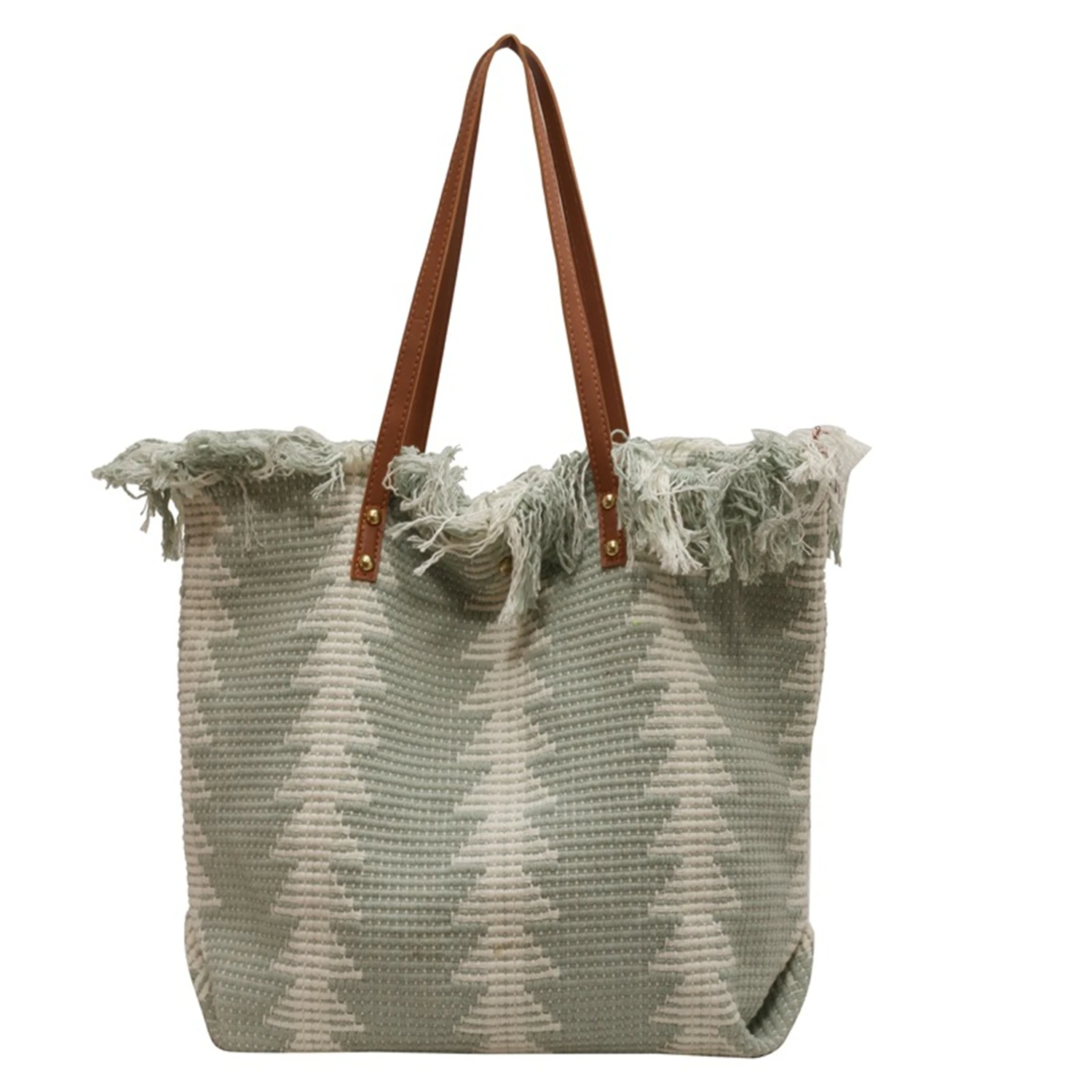 

2023 Fashion Braided Tote Bag With Raw Hem Women Large Capacity Designer Tassel Office Totes For Travel Geflochtene Tragetasche