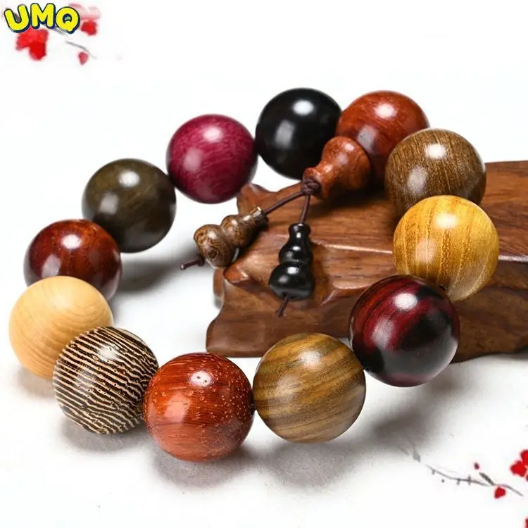 

Natural Log Multi Pearl Bracelet with Ebony, Rosewood, Sandalwood, Red Sandalwood, Buddha Pearl, Gold, Phoebe, Men's and Women's