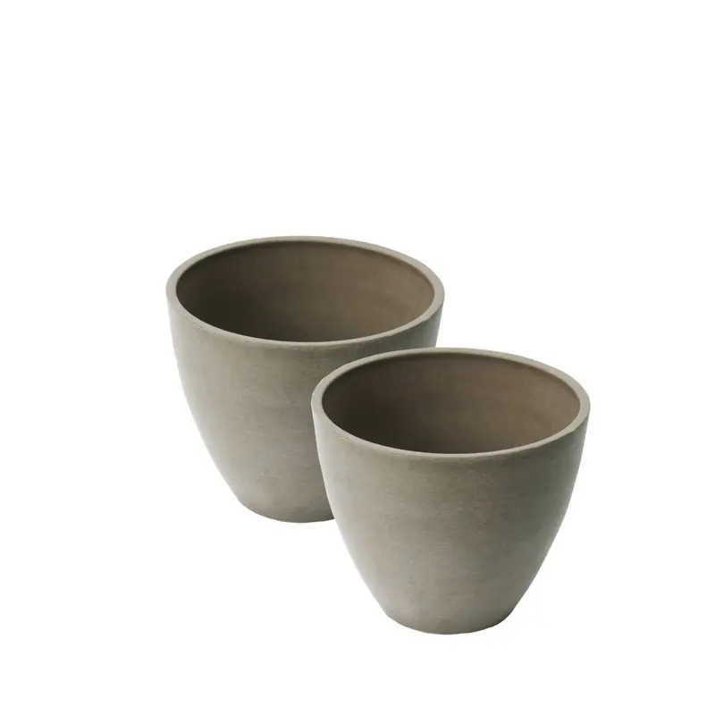 

Valencia Planter, 2 Round Taper Curve Planters 10-In. Diameter by 8.3-In.H, Spun Taupe, 2