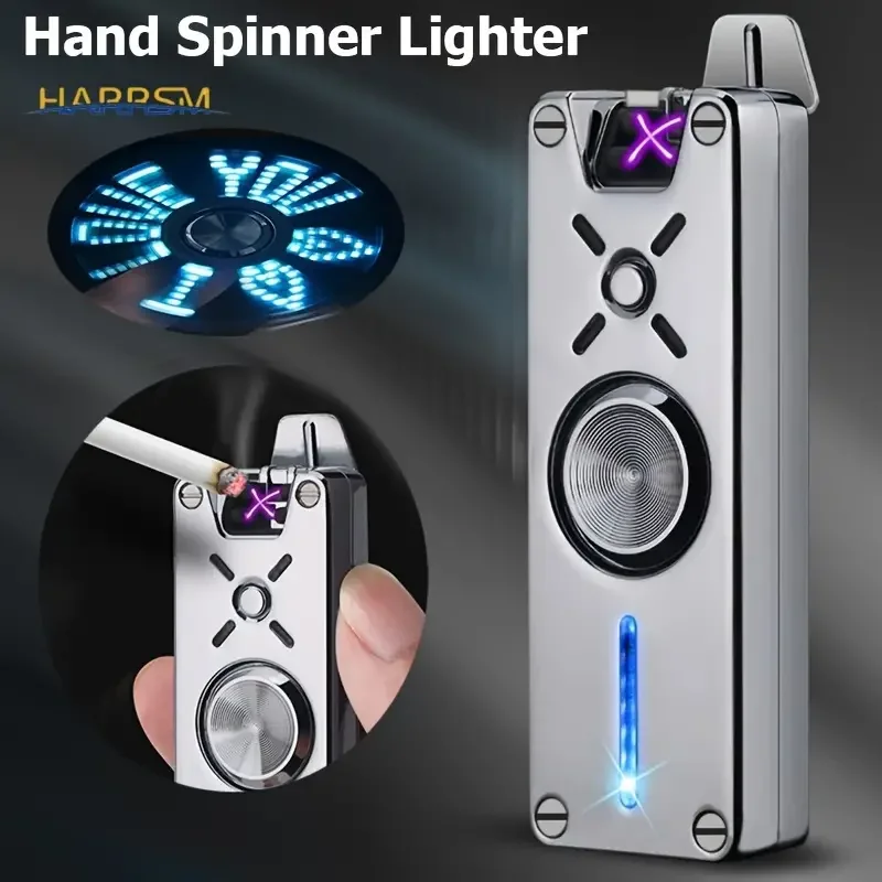 

HMTX новая Гироскопическая игрушечная Зажигалка на кончик пальца, ручная Зажигалка-Спиннер с двойной дугой, зарядка через USB, перезаряжаемая ...