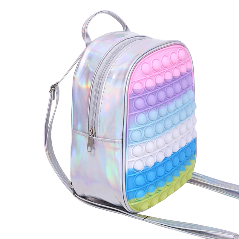 

Bags Kids Fidget Toy Children Backpack Anti Stress Relief Shiny Storage Soft Squishy Push Bubble Squeeze Girls Boys Bag