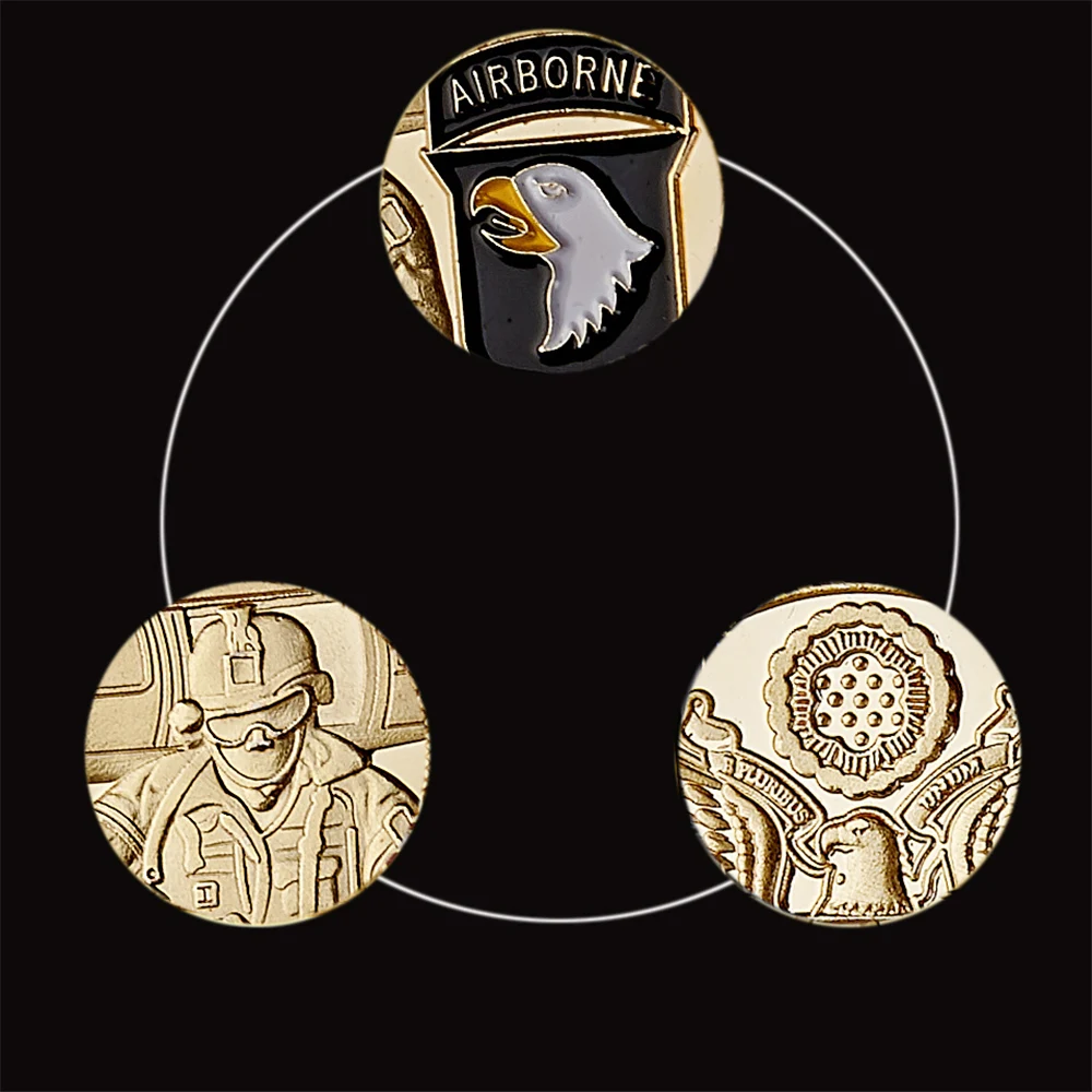 Армия США Кричащие Орлы 101st воздушно-качающееся подразделение позолоченная