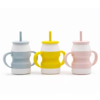 baby silicone water drinking cup baby feeding straw cup creative water bottle kids drinking training childrens dual use cup