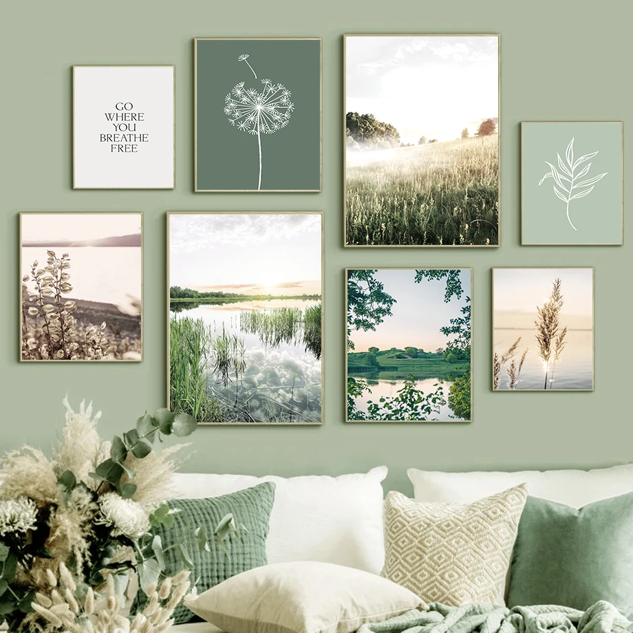 

Landscape Poster Modern Home Decor Wall Art Canvas Painting Nature Flower Lake Scenery Print for Living Room Dormitory Decor